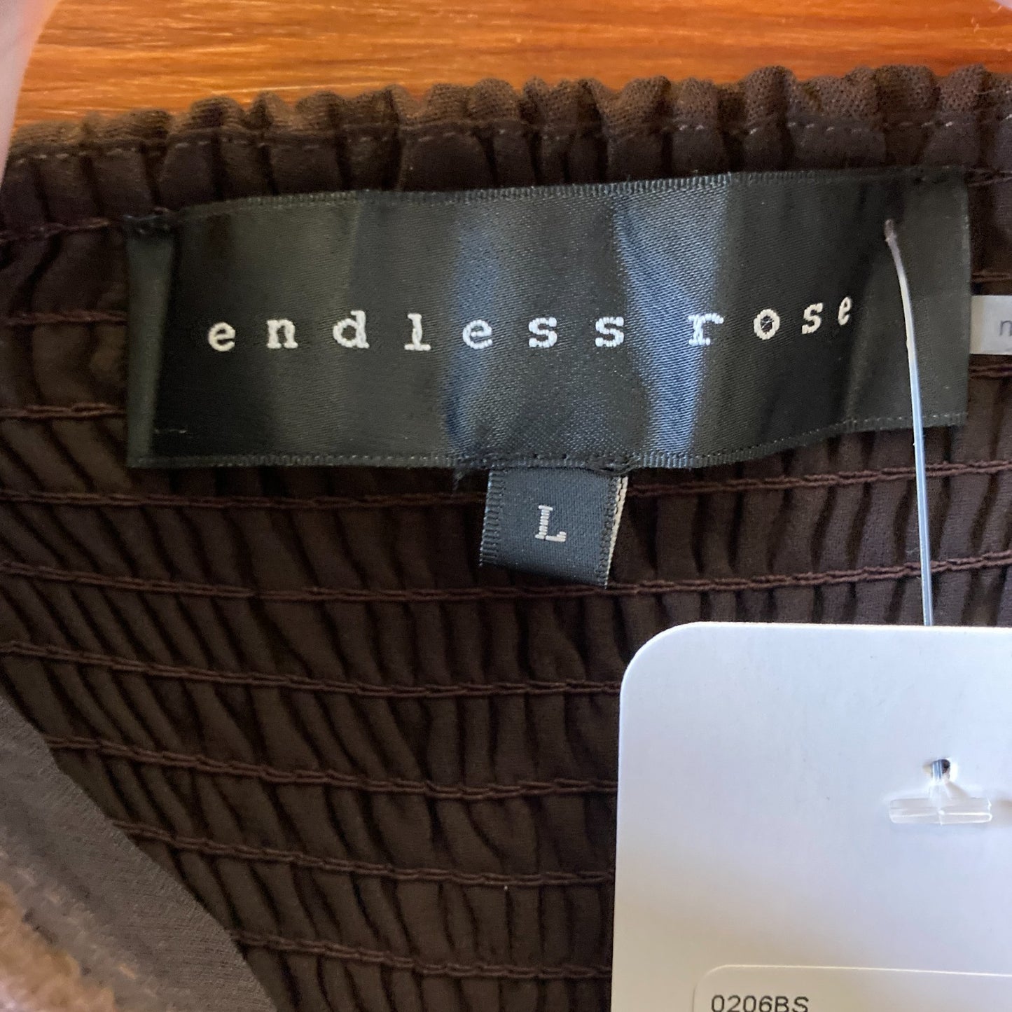 L - Endless Rose $140 Brown Textured Sweetheart Neckline Maxi Dress 0206BS