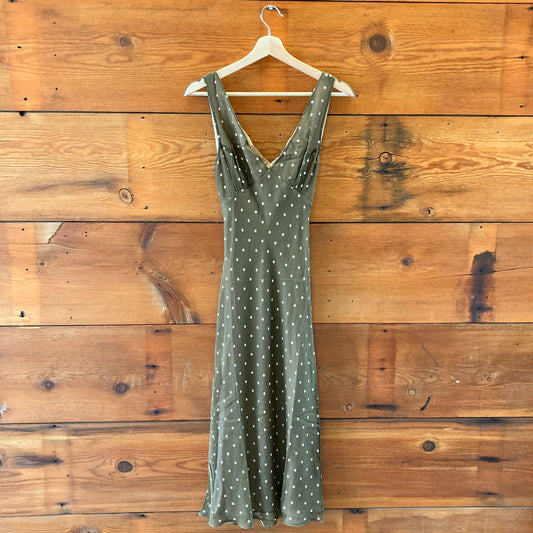 XS - Realisation Par Green Polka Dot Margot Sleeveless Midi Dress 0717SM