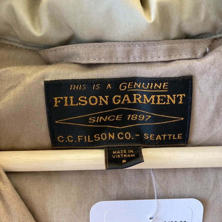 Filson Light Tan Waxed Duck Down Womens 700 Fill Snap Vest - Size S - 0312IG