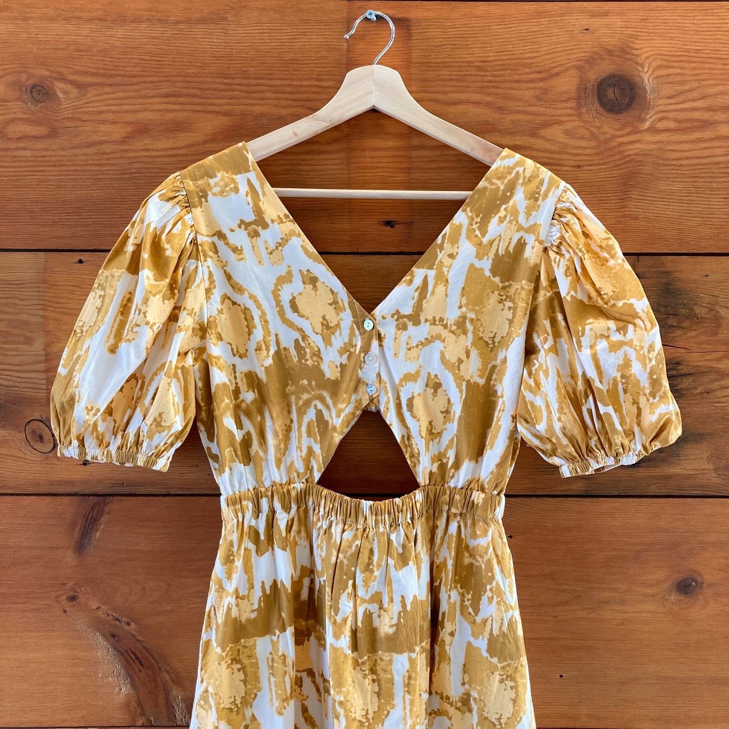 M - Cleobella $258 Yellow Watercolor Ikat Sadie Maxi Length Dress NEW 0924CA