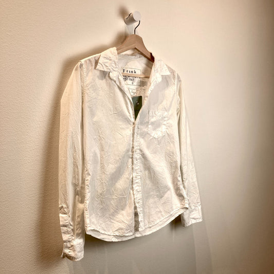Frank & Eileen White Button Up Barry Long Sleeve Cotton Shirt - Size S - 0124KG