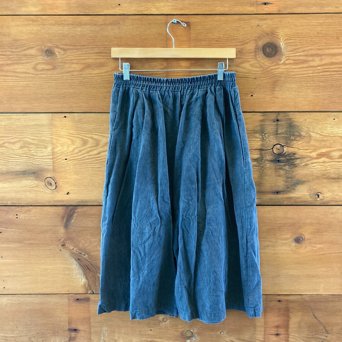 Ilana Kohn Dark Gray Linen Elastic Waist Culottes Shorts - Size M - 0806JH