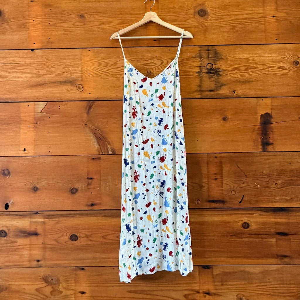 Reformation White Splatter Patterned Midi Length Dress - Size 6 - 0404BB