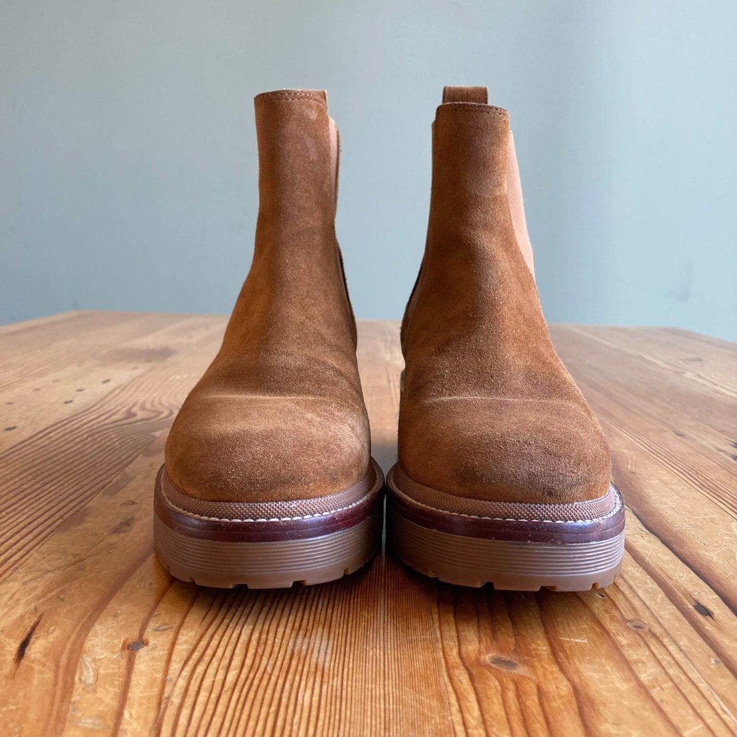 Tory Burch Chestnut Brown Suede 50mm Chelsea Lug Boots - Size 8 - 1103ES