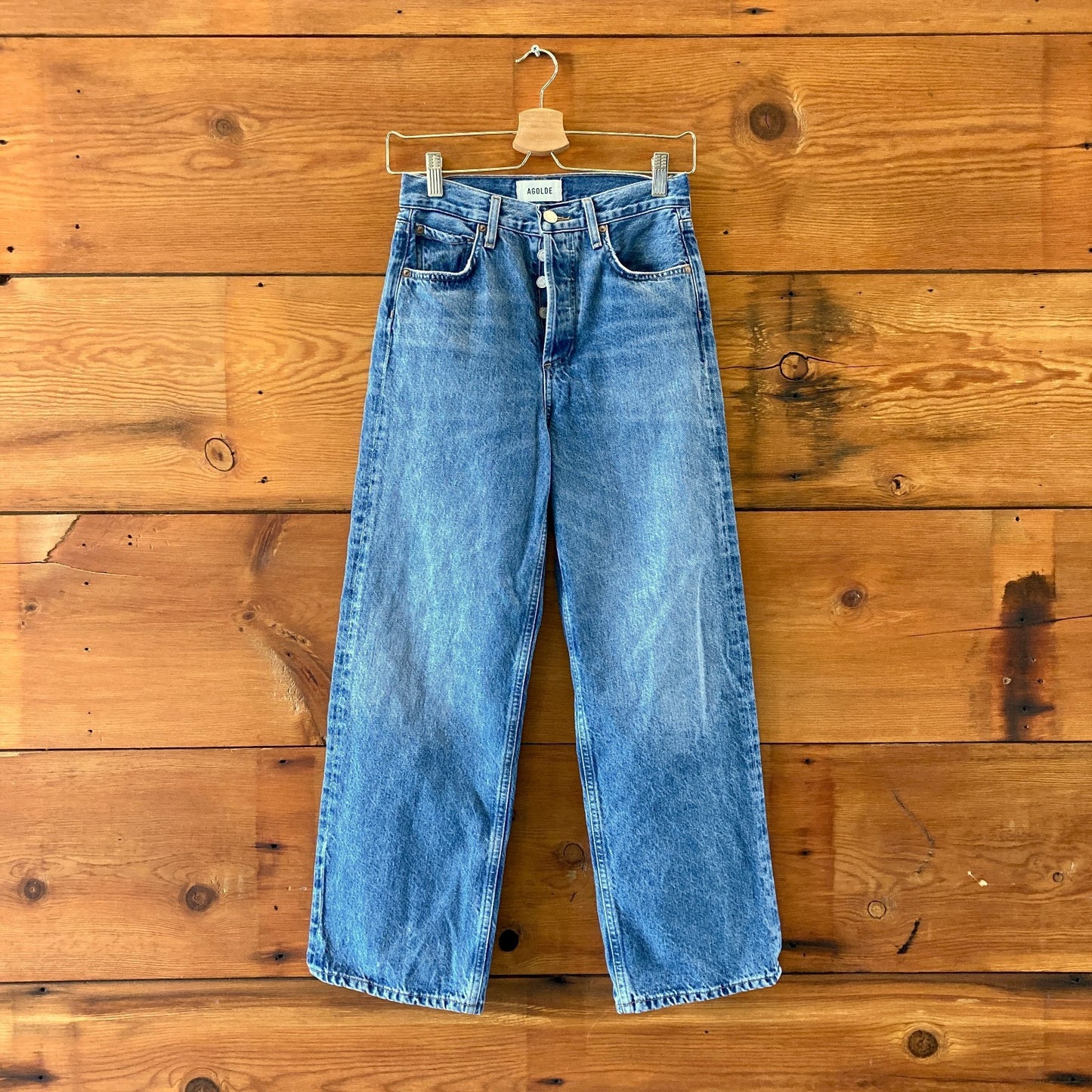 AGoldE Medium Wash REN Button Fly Womens Wide Leg Jeans - Size 24 - 0312IG