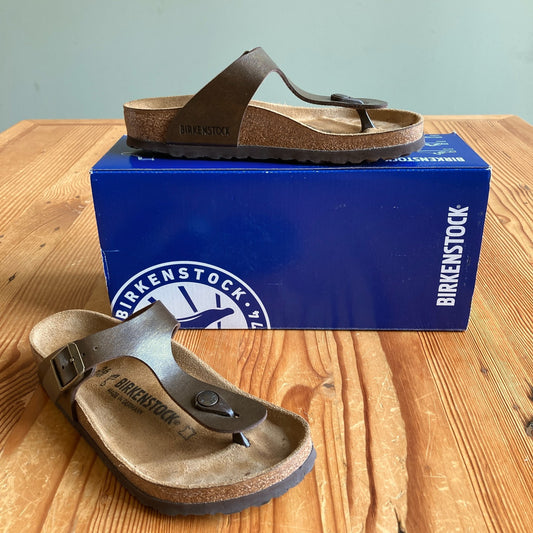 Birkenstock Brown Leather Gizeh Slip On Sandal Shoes - Sz 36 / 6 -w/box - 0121PK