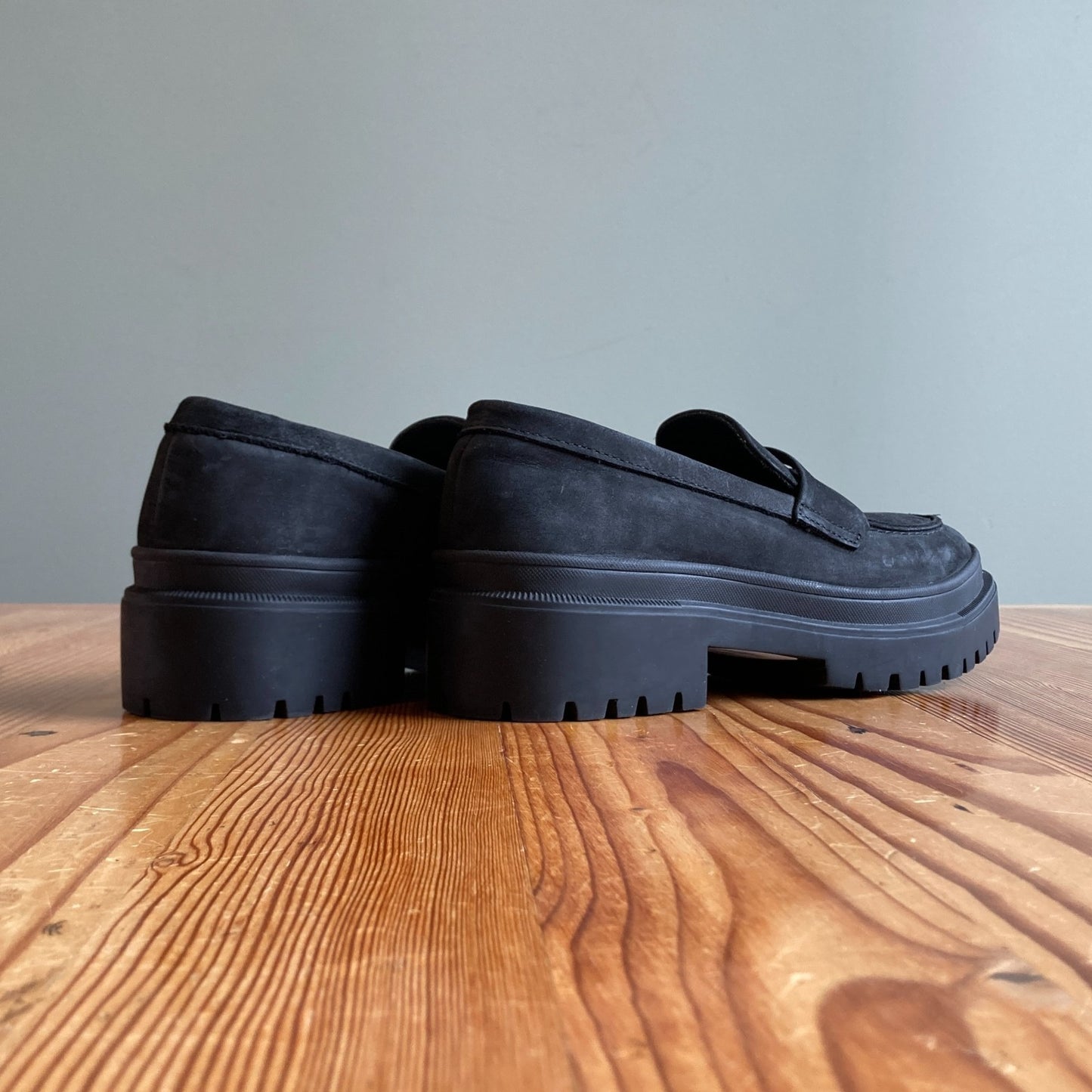 10 - Patina Black Suede Zoe Chunky Penny Loafer Shoes 0519MK