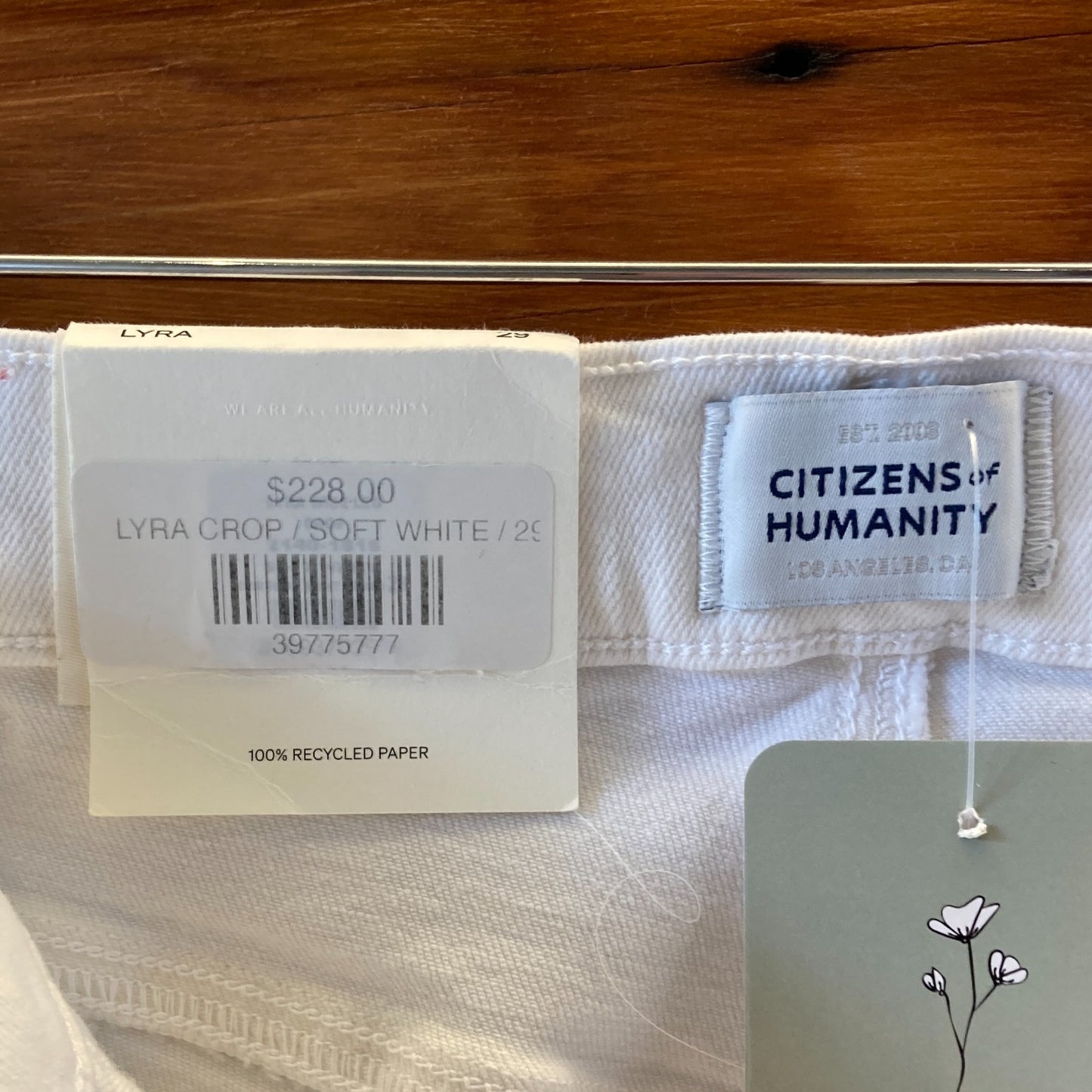Citizens of Humanity $228 White Wide Leg Cropped Lyra Jeans Size 29 - NEW 4427SC