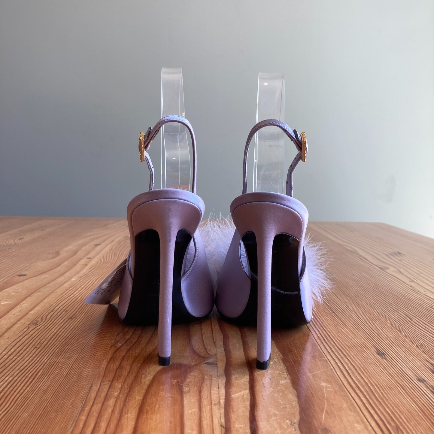 Saint Laurent $1190 Lavender Crepe Satin Mae Heels - Size 37 / 7 - NEW - 0724ZS