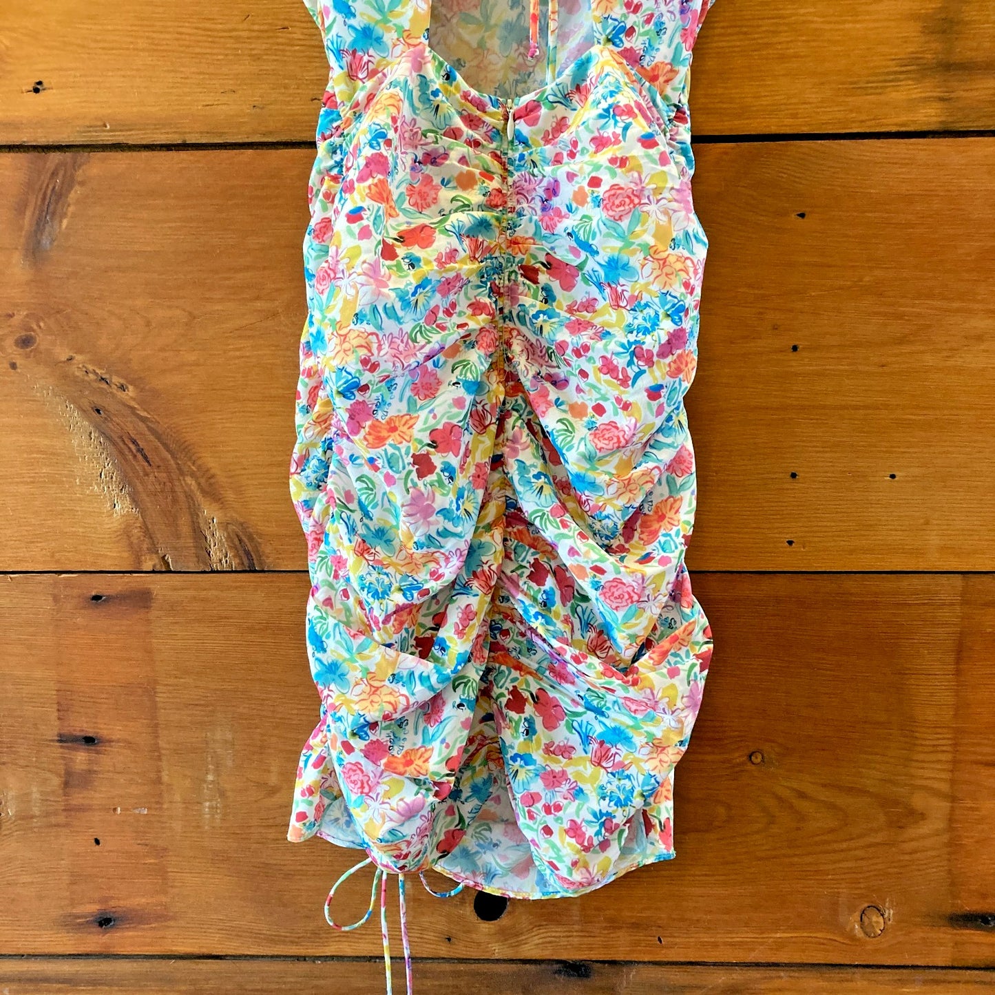 For Love & Lemons Floral Ruched Open Back Leah Dress - Size XXS - NEW - 0515CJ