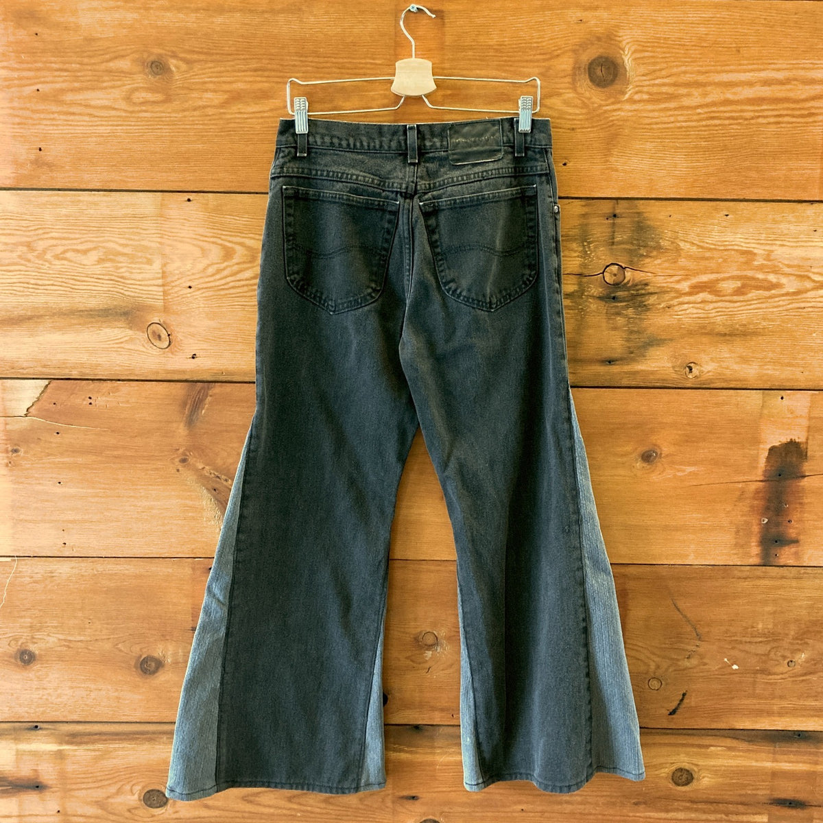 Alyson Eastman Black Reworked Wide Leg Contrast Panel Jeans - Size M - 0920PW