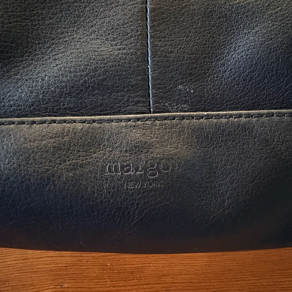 Margot New York Black Leather Minimalist Crossbody Purse Bag 0514SU