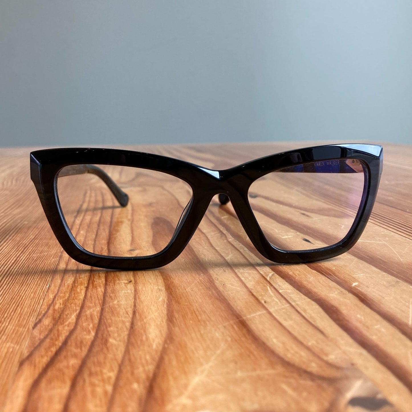 Karen Walker Lella Shiny Black Clear Eyeglasses Frames Glasses w/ Case 0305JB
