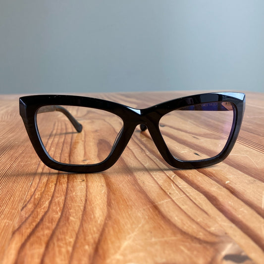 Karen Walker Lella Shiny Black Clear Eyeglasses Frames Glasses w/ Case 0305JB