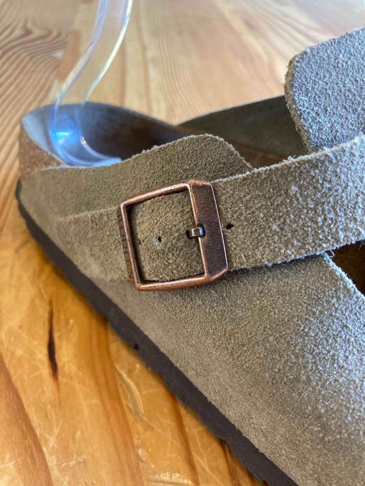 Birkenstock Taupe Gray Suede Slip On Boston Mules Shoes - Size 36 / 6 - 0312IG