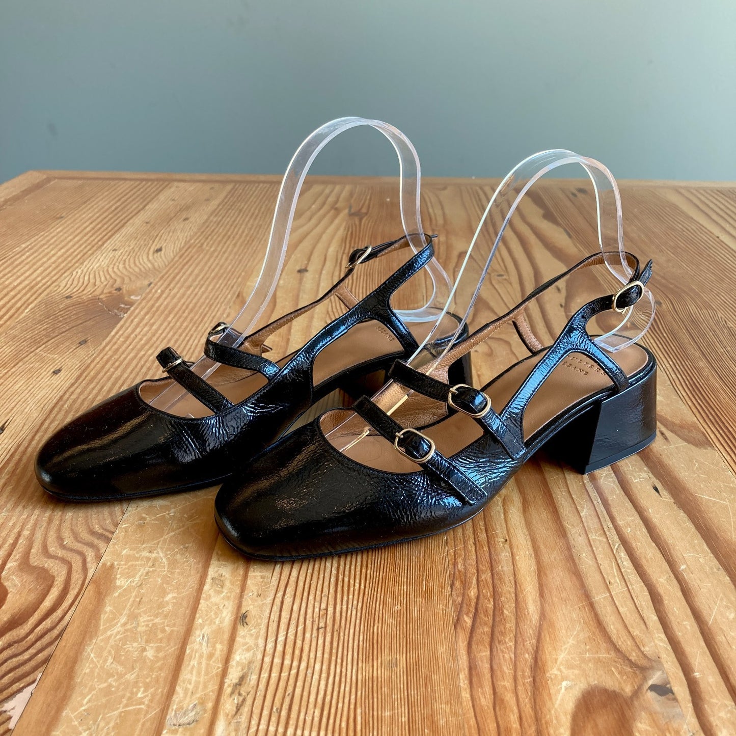 Sezane Black Patent Leather Paula Babies Slingback Shoes - Size 38 / 7 - 0708LG