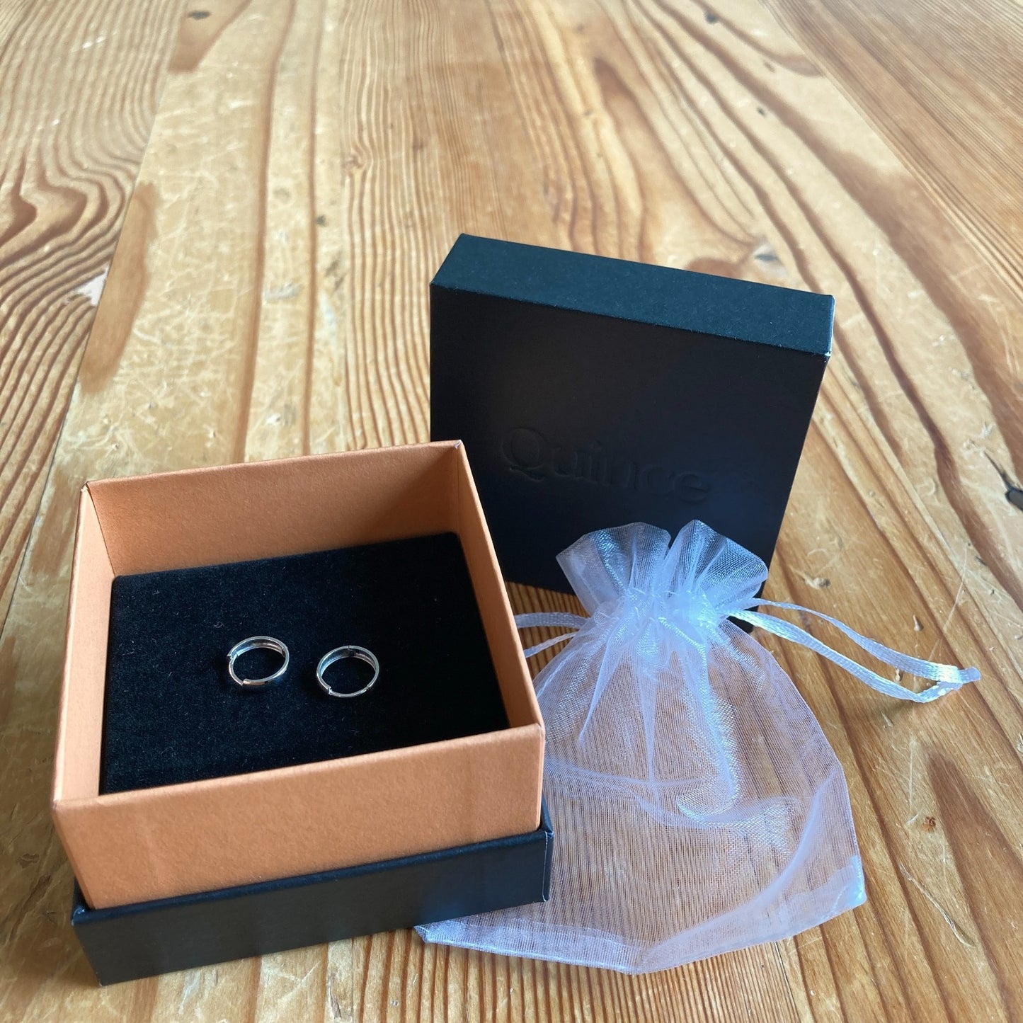 Quince White Gold $116 Mini Huggie Hoops w/ Box - 1125KG