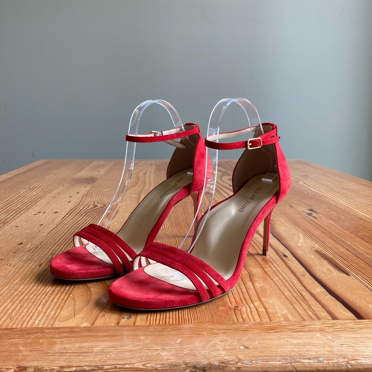 Sarah Flint Red Suede Perfect High Heel Sandals w/ Box - Size 10.5 - 0720MP