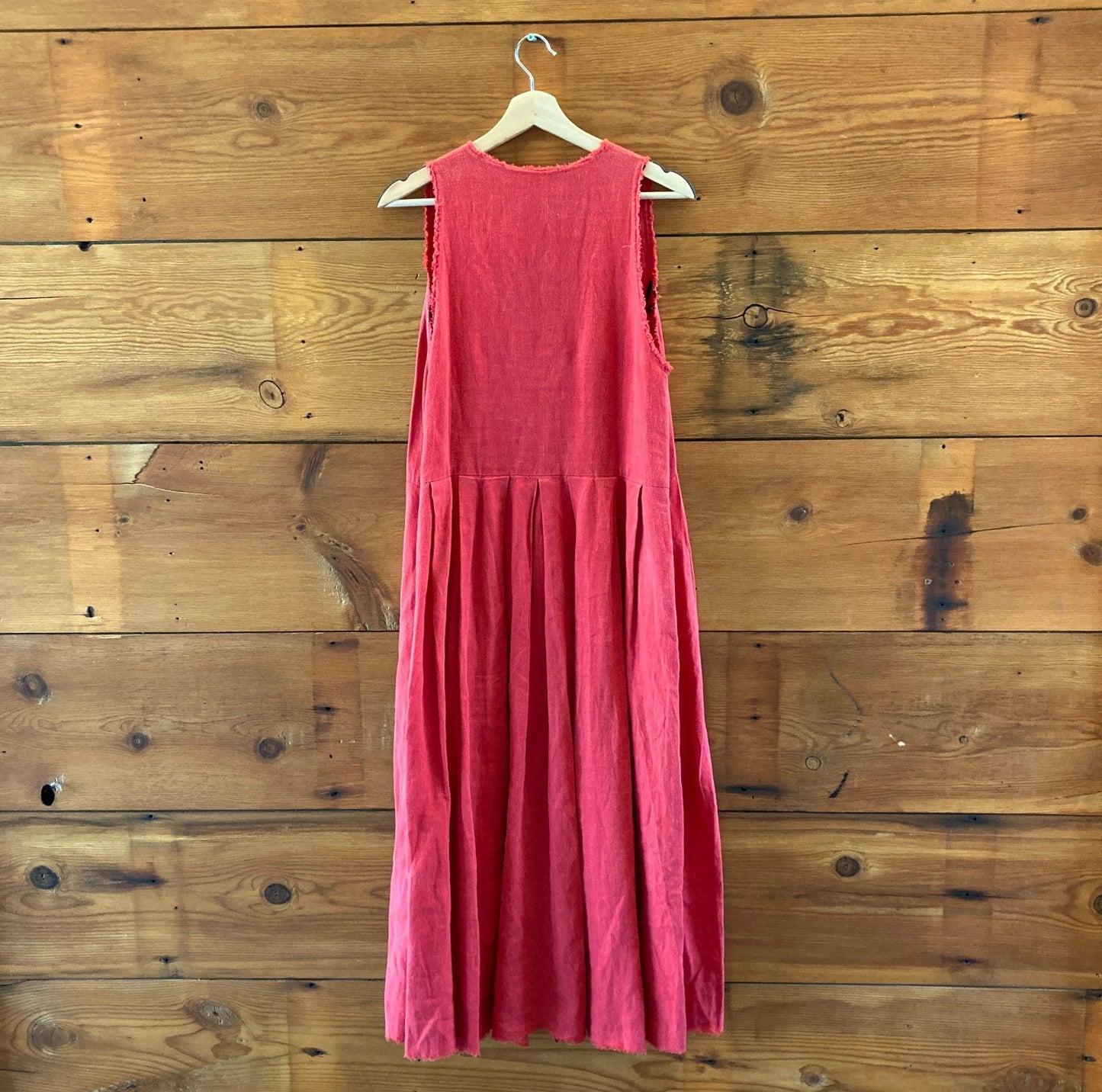 Rachel Comey Red Sleeveless Linen V-Neck Long Dress - Size 4 - 0502NR