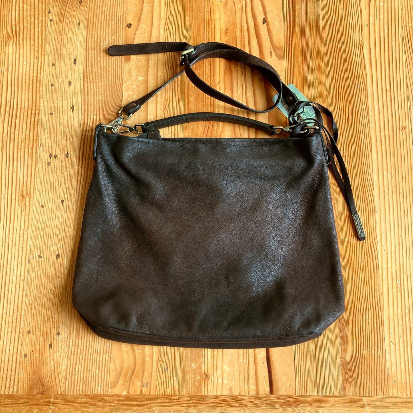 Gianni Chiarini Dark Brown Soft Leather Top Zip Hobo Purse Bag - 0209SB