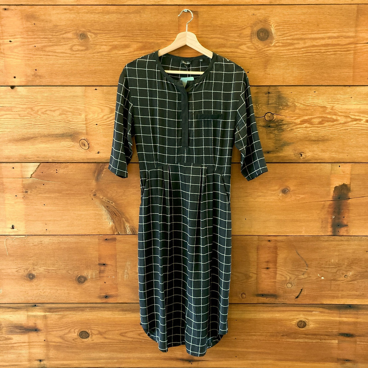 Steven Alan Black & White Windowpane Laurel Silk Midi Dress - Size 2 - 0224TP