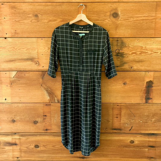 Steven Alan Black & White Windowpane Laurel Silk Midi Dress - Size 2 - 0224TP