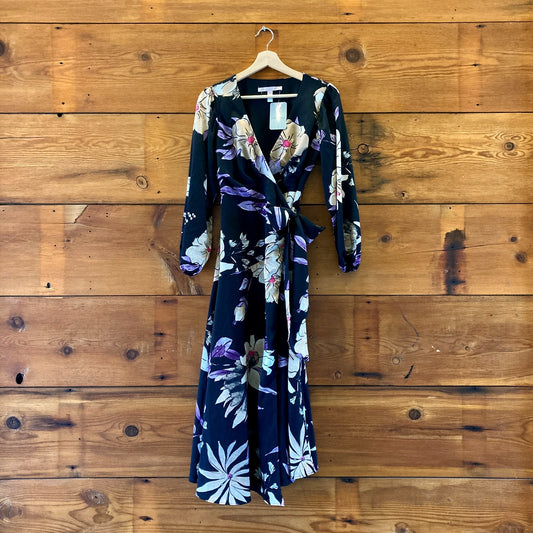Hutch $210 Anthropologie Black Floral Wrap Dress - Size XS Petite - NEW - 0306CH