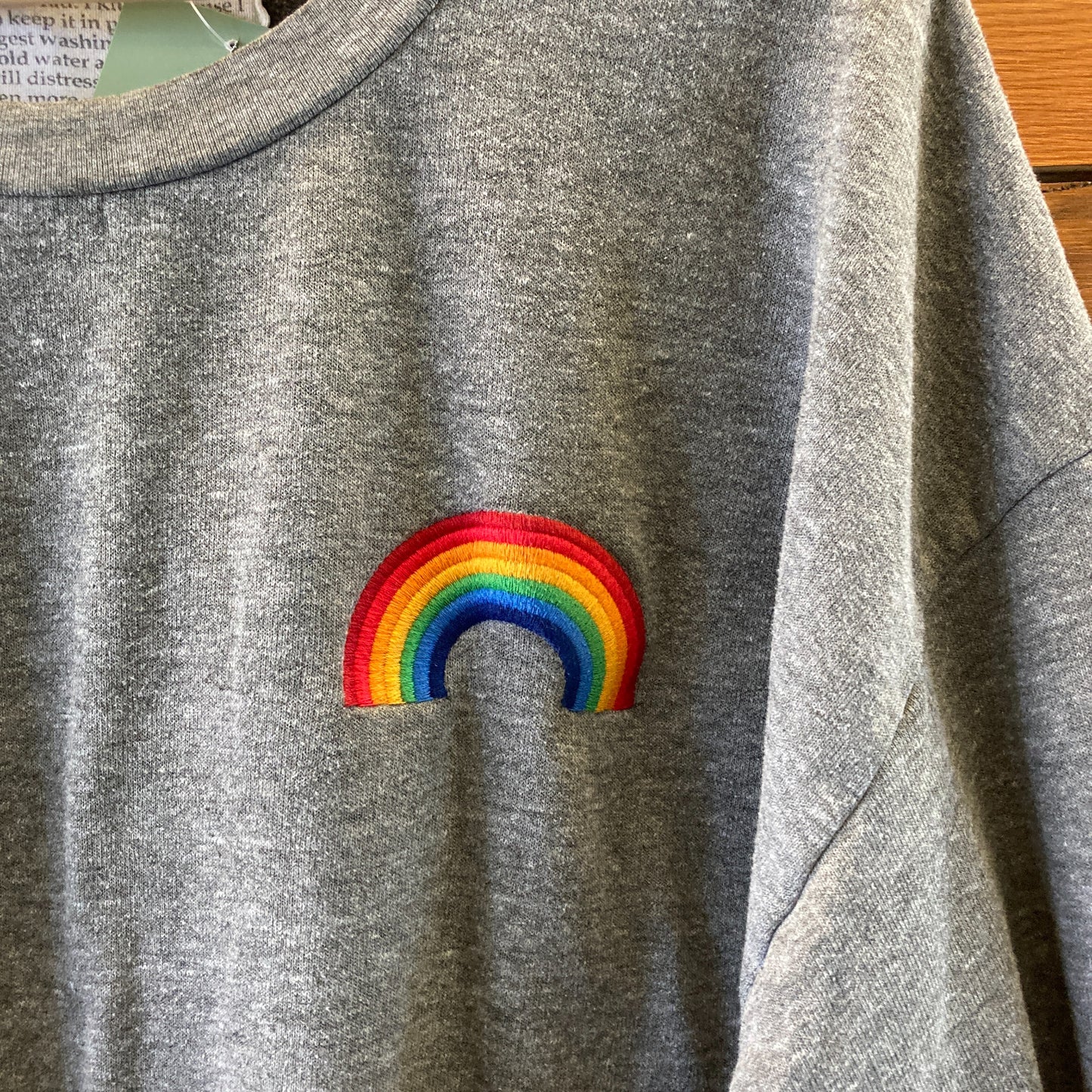 Aviator Nation Gray Pullover Rainbow Embroidered Sweatshirt - Size L - 0415AB