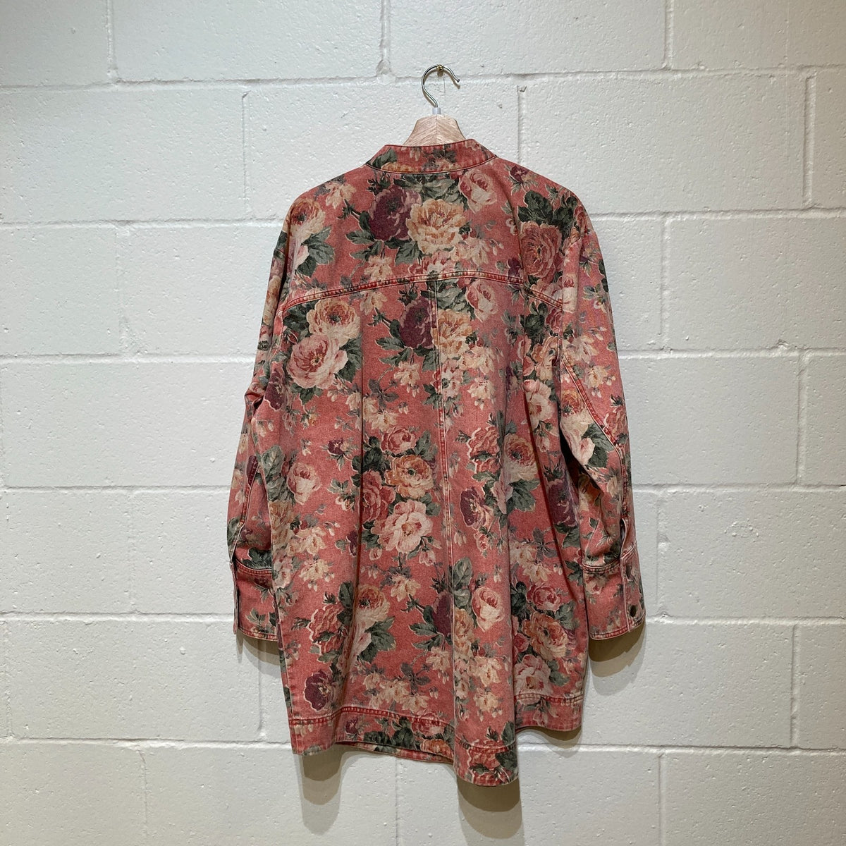 Sezane Pink Floral Salome Oversized Denim Patch Pocket Dress - Size 42 - 0206BS