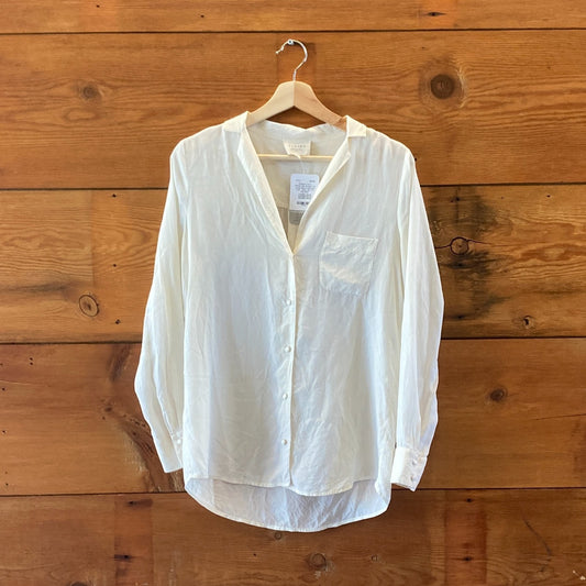 Sezane Ivory White Silk Button Up Long Sleeve Blouse Top - Size 36 / S - 0204EB