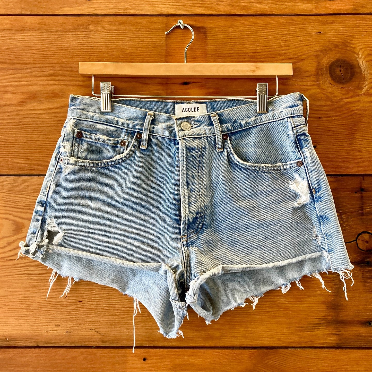 AGoldE Parker Cut Off Denim Frayed Hem Button Fly Jean Shorts - Size 27 - 0706ED