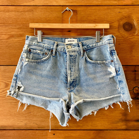 AGoldE Parker Cut Off Denim Frayed Hem Button Fly Jean Shorts - Size 27 - 0706ED