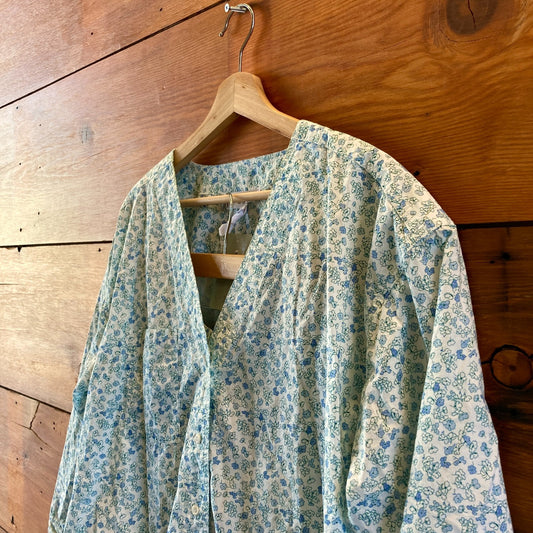 Apiece Apart White Blue Floral Print Two Piece PJ Set - Size S - 0611AJ