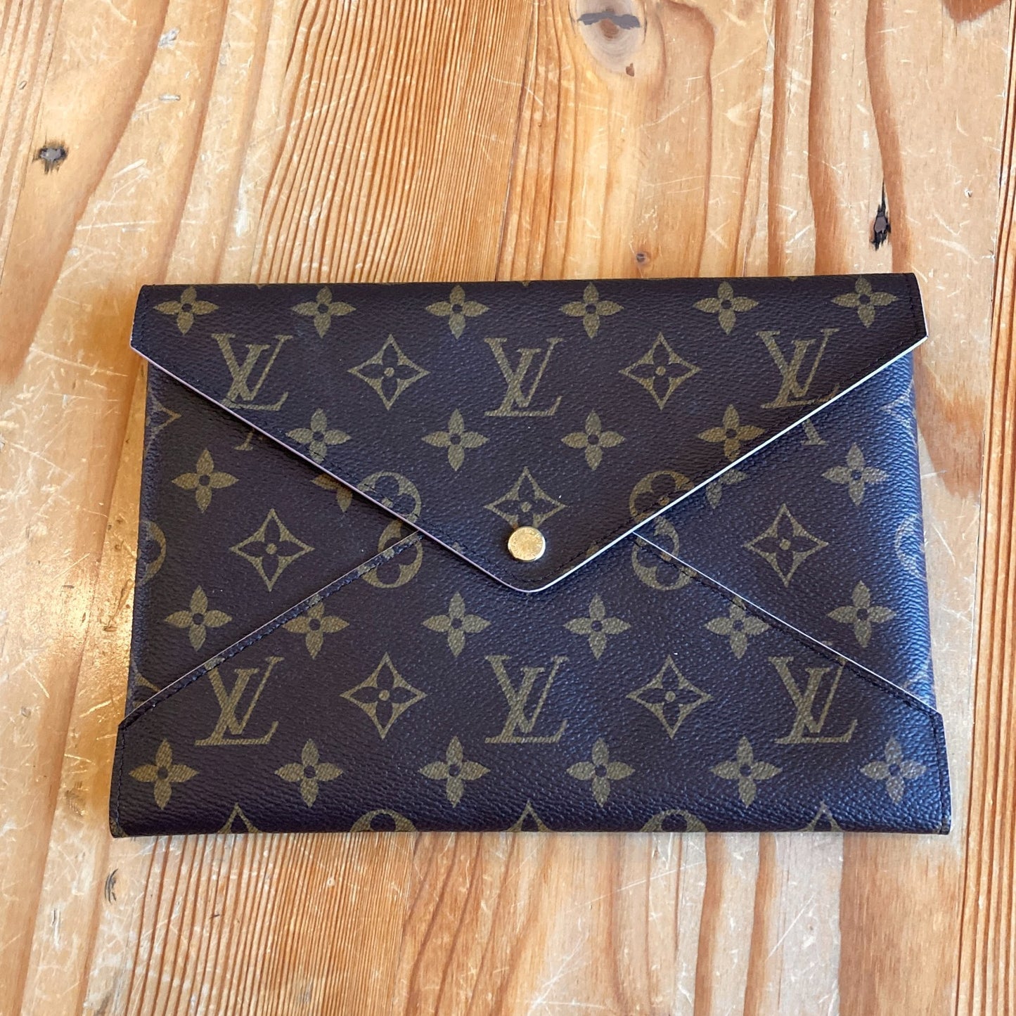 Louis Vuitton Monogram Coated Canvas Pochette Kirigami Rose Large Wallet 0222JL