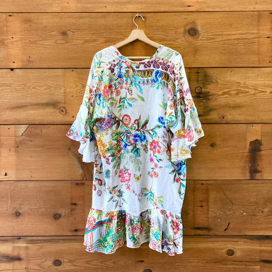 Johnny Was Silk Blend Floral Patterned Wrap Tie Robe - Size M - 1217RM
