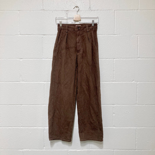 Ozma of California Dark Brown Wide Leg Cotton Pants - Size XXS - 0312IG