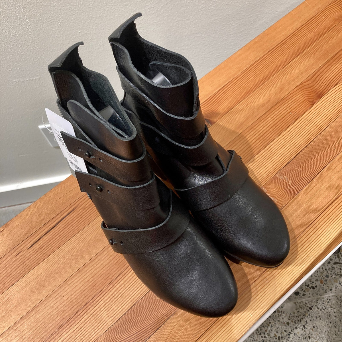 Trippen $495 Black Happy Free 3 Strap Boots - Size 38 / 8 - NEW w/ Box - 1122CT
