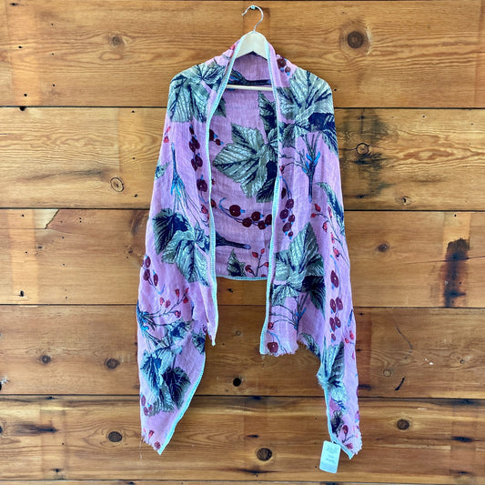 Epice Paris Pink Gray Floral Stole Linen Cotton Scarf - 4427SC
