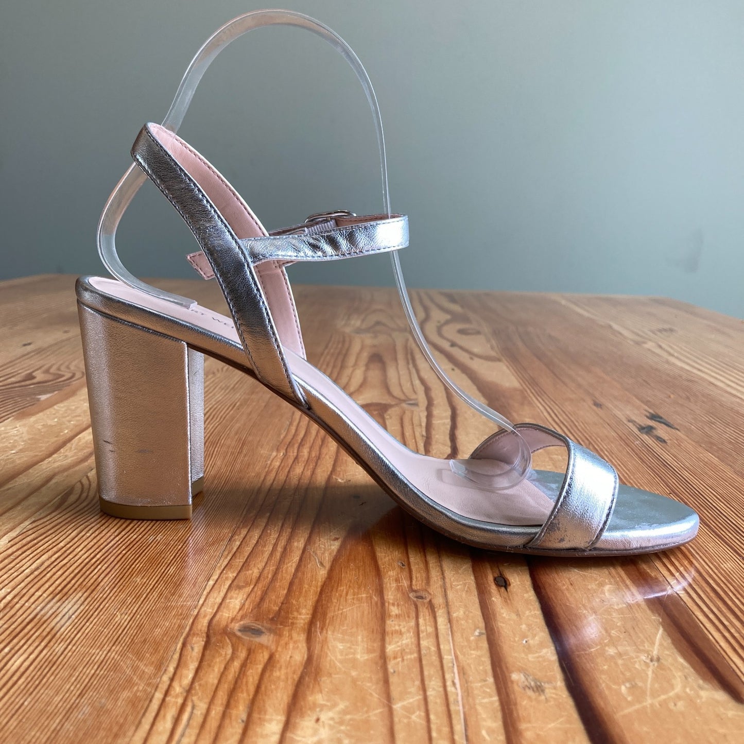 Stuart Weitzman Silver Leather Strappy Heels Sandals Shoes - Size 9 - 0617MV