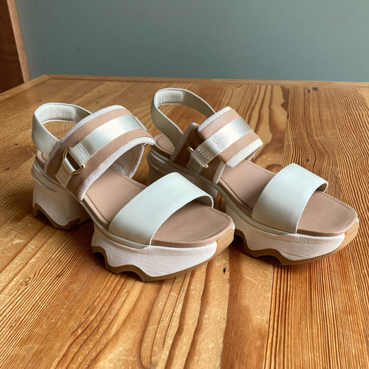 Sorel White Tan Kinetic Impact Slingback Platform Sandals - Size 8.5 - 1011SC