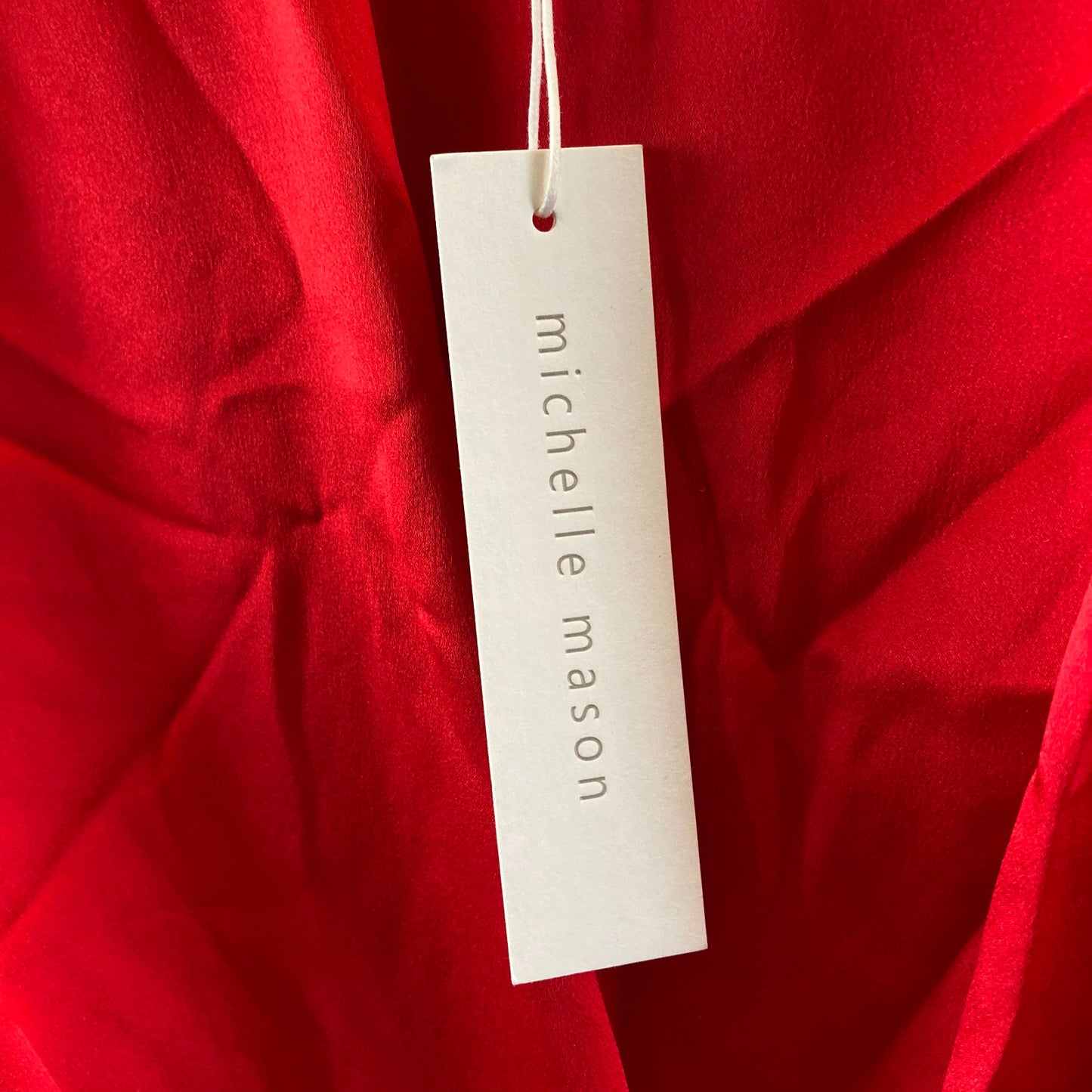 Michelle Mason Red Silk Long Sleeve Midi Length Dress - Size 2 - NEW - 0715IM