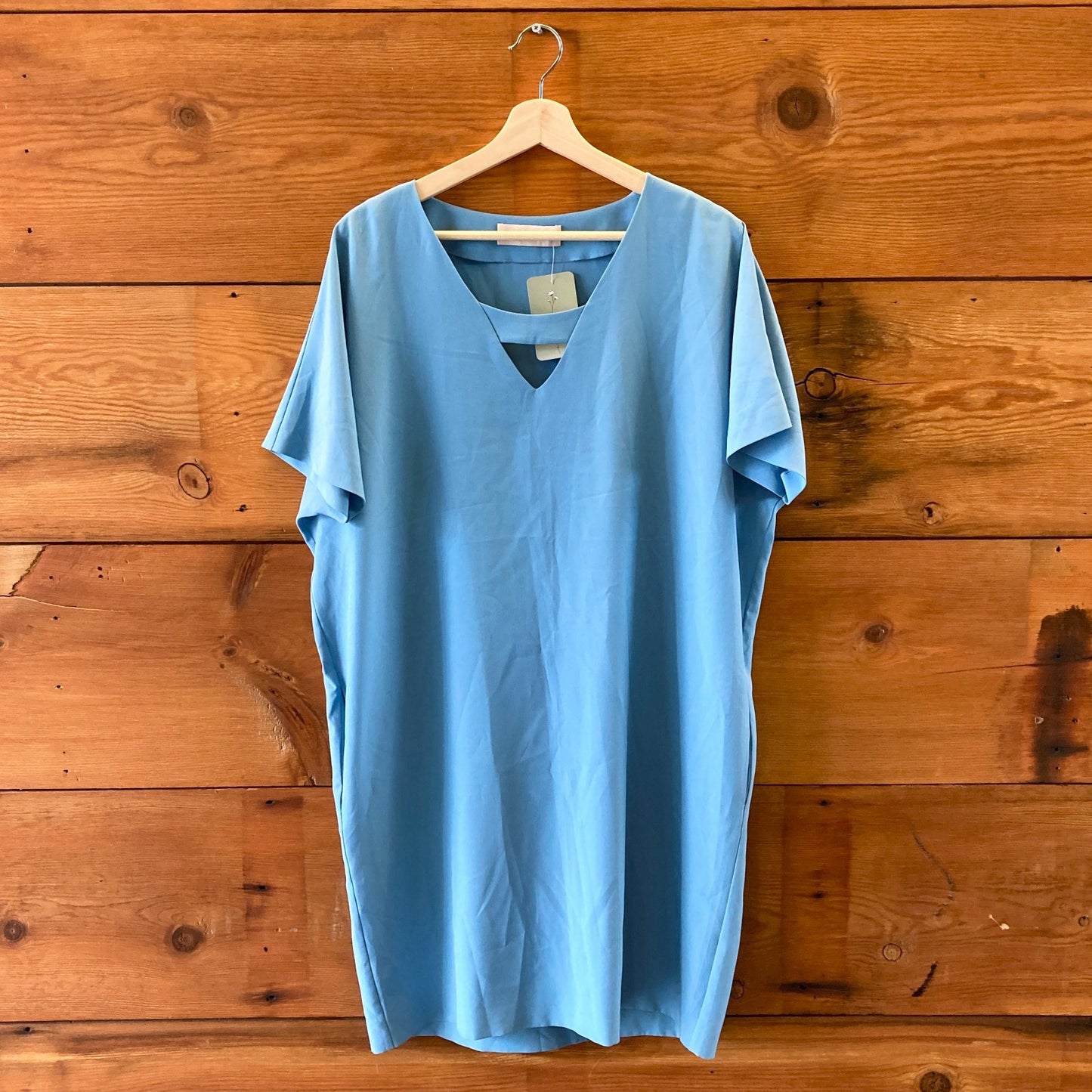Cacharel Light Blue Short Sleeve V-Neck Shift Dress - Size M / L - 0813KW