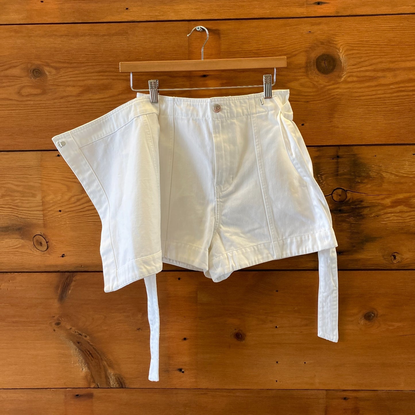 4 - Veronica Beard $268 White Denim Agee Tie Waist Skort Skirt NEW 0113TS