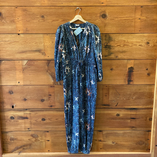 10 - Ulla Johnson Navy Printed Cotton Long Sleeve Citra Jumpsuit 1103ES
