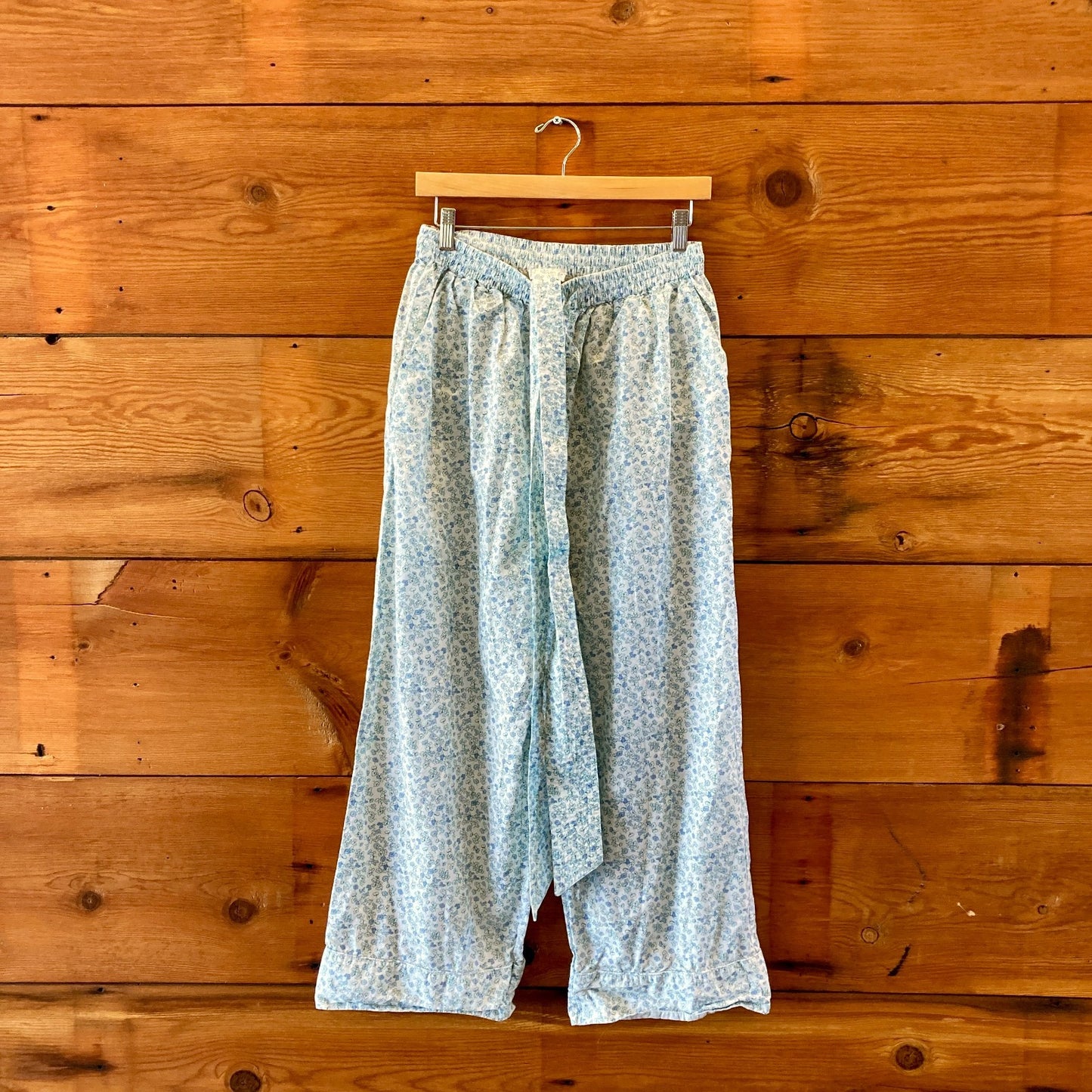 Apiece Apart White Blue Floral Print Two Piece PJ Set - Size S - 0611AJ