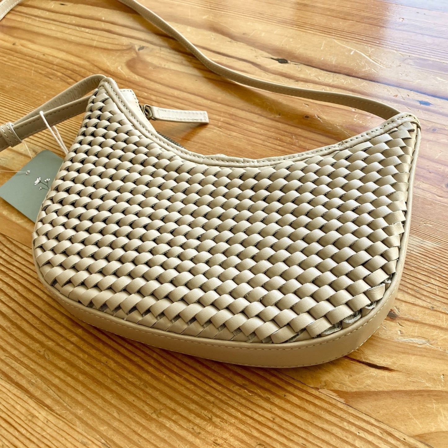 Bembien Cream Carre Weave Woven Leather Mini Sling NEW Bag - 0612SM