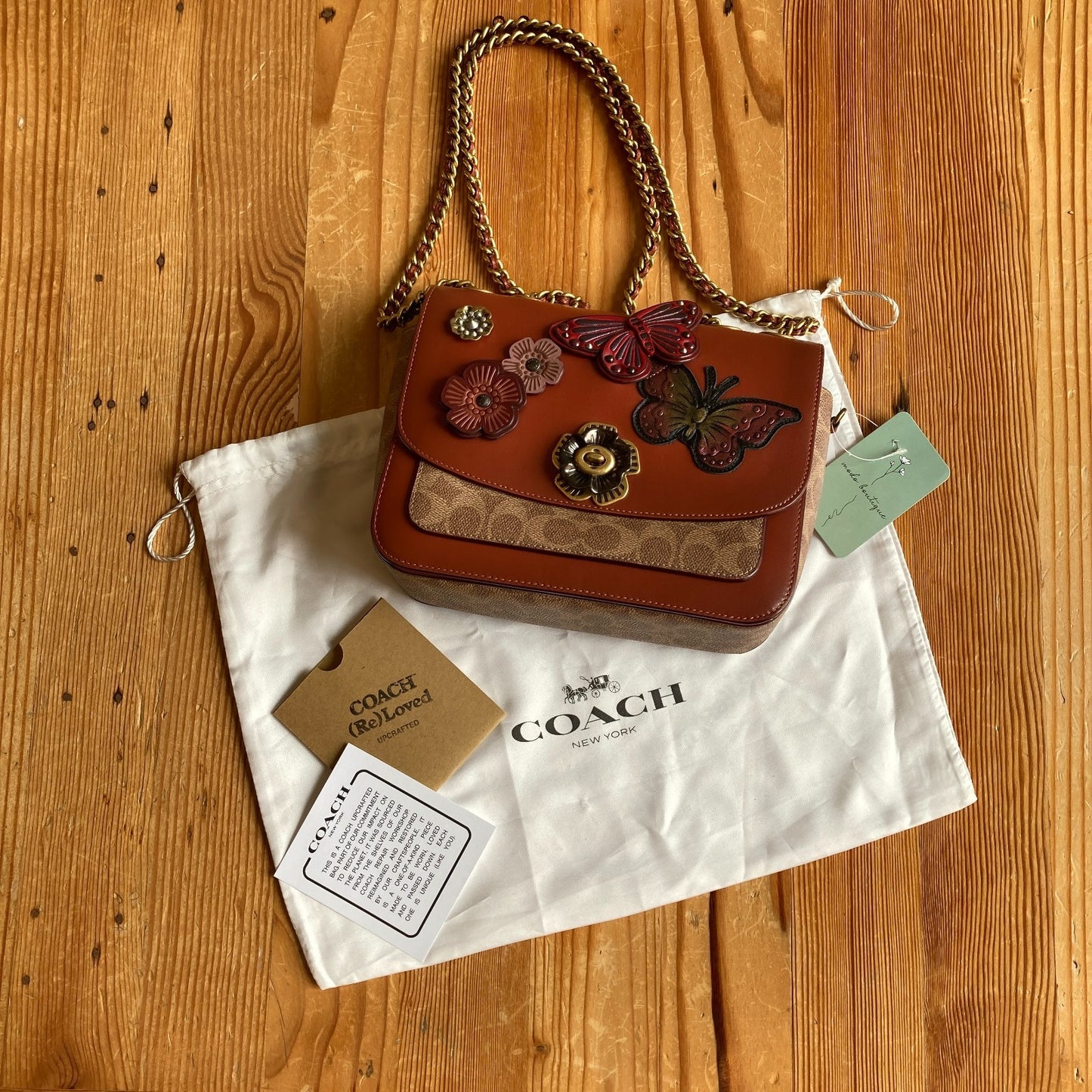 Coach NEW Signature Coated Canvas Butterfly Floral Madison Shoulder Bag - 0731LR