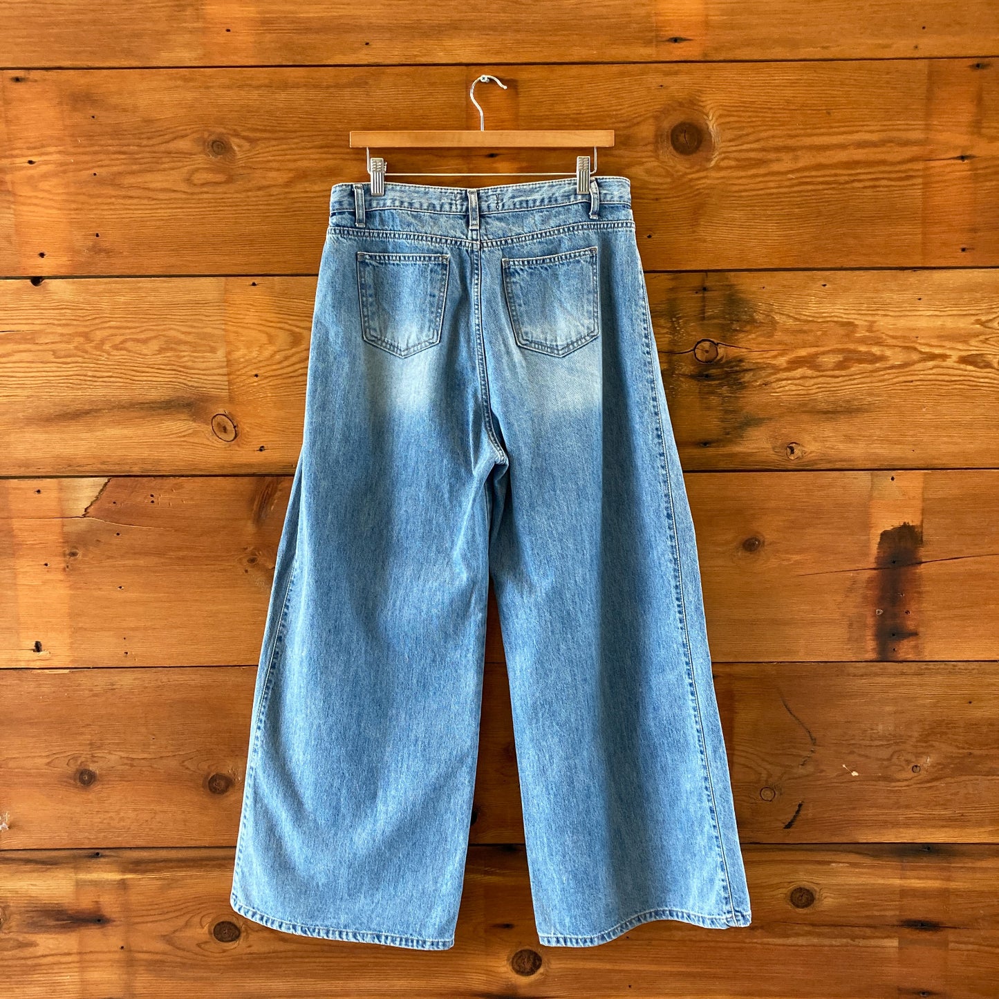 The Frankie Shop Medium Blue Denim Wide Leg Light Wash Jeans - Size M - 0204MP
