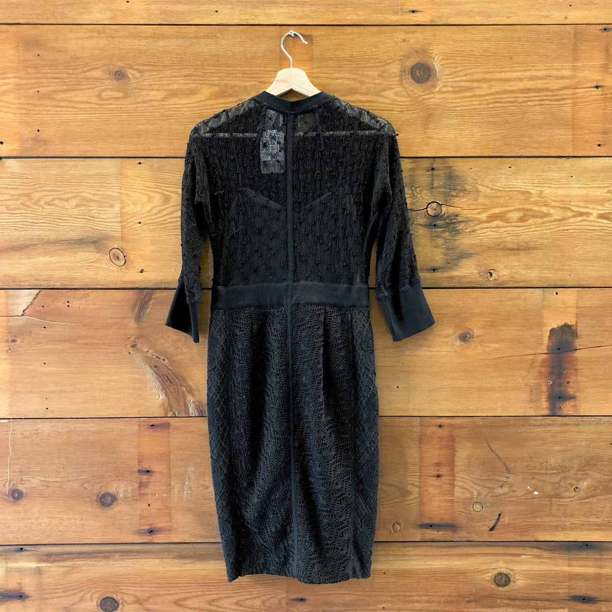 Byron Lars Black Lace 3/4 Sleeve Mona Button Up Dress *snags - Sz 4 - 0806KH