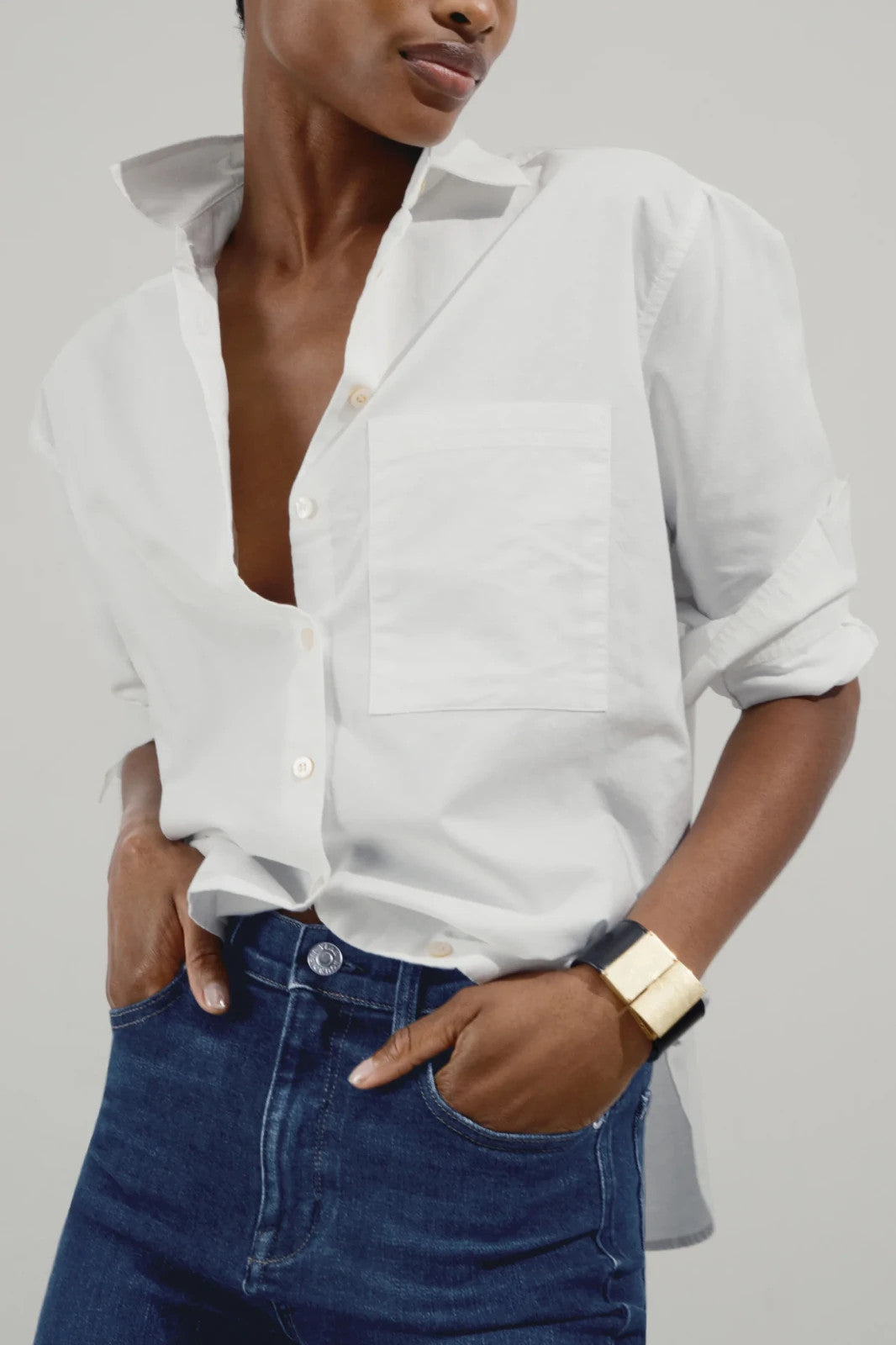 AYR White The Deep End Curved Hem Button Up Shirt - Size XS - 0209CM